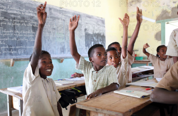 Students in primary school in Morondava, Madagascar. Due to political crisis Madagascar is among the poorest countries in the world