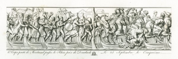 Colonne Vendôme : Le 26 septembre 1805, le 6e corps parti de Montreuil passe le Rhin près de Dourlach