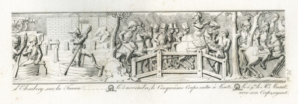 Colonne Vendôme : Le 2 novembre 1805, prise de l'Ebersberg sur la Traun. Le 3 novembre, le 5e corps entre à Lintz.