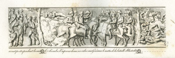 Colonne Vendôme : Le 2 décembre 1805, l'empereur donne ses ordres aux généraux, le matin de la bataille d'Austerlitz.