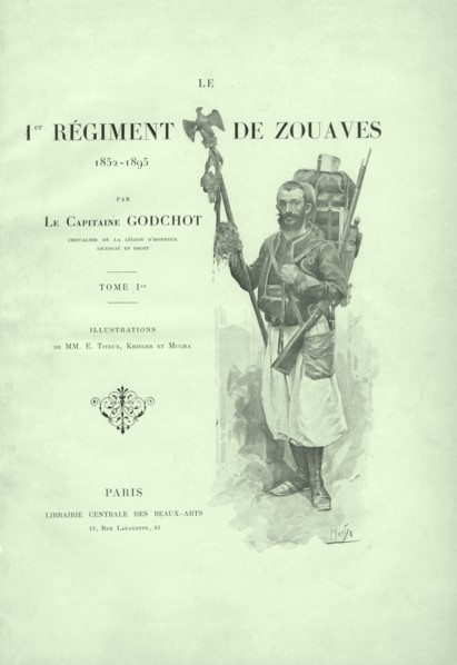 Page de garde du "1er Régiment de Zouaves", tome 1