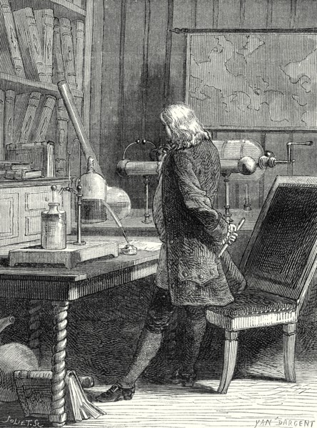Franklin dans son laboratoire de physique à Philadelphie