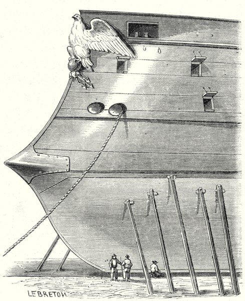 Avant d'un vaisseau cuirassé armé de son éperon