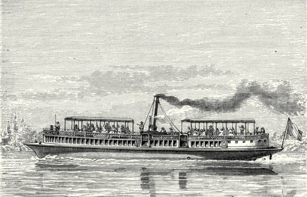Steamboat intended to serve as a ferry service on the Seine, during the exposition, 1867 (propeller