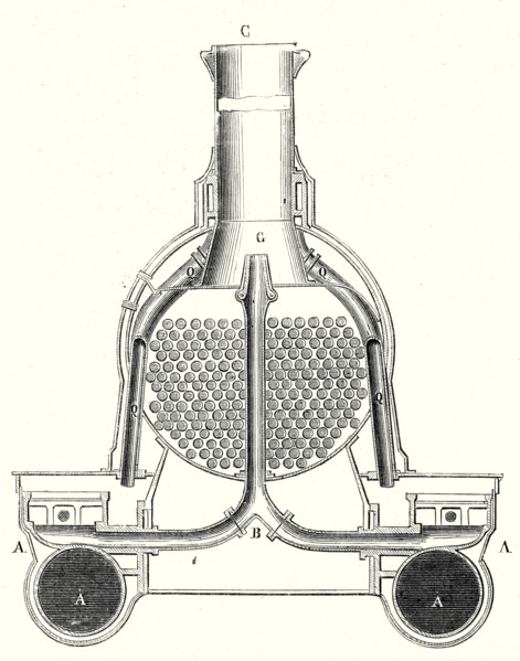 The front of a locomotive or the smokebox