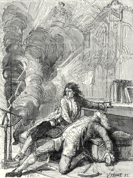 Le physicien Richmann foudroyé dans son cabinet de physique , à Saint-Pétersbourg, par