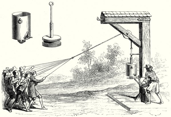 Experiments made by Otto von Guericke in 1654, in front of the Prince of Auerberg
