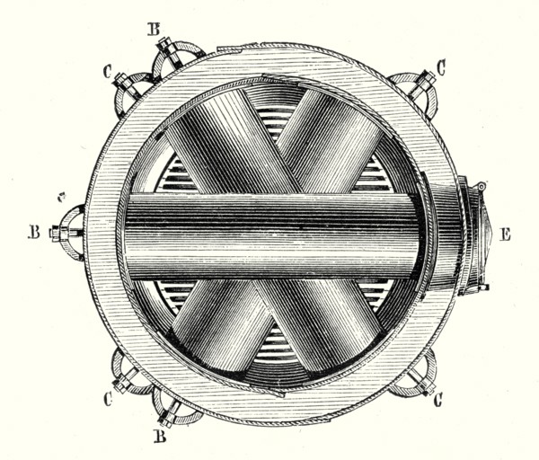 Horizontal cross section of M. Hermann-Lachapelle's crossed boiler reboiler