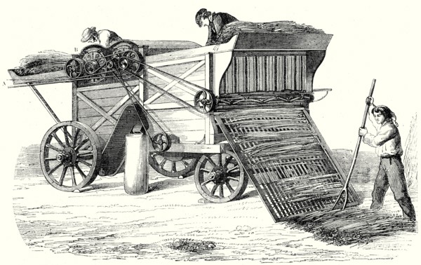 Machine to beat grain sheaves