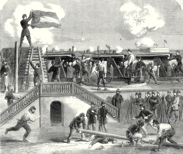 The American Civil War: Scene At Fort Moultrie During The Bombardment Of Charleston, 6 June,