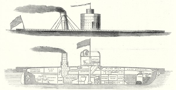The Civil War In America, The U.S. Gun-Boat Weehawken, one of the nine ironclads engaged in the