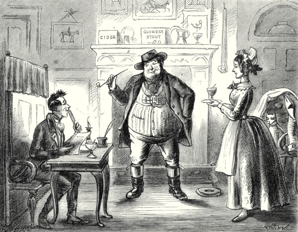 Pickwick Papers, "With a countenance greatly mollified by the softening influence of tobacco,