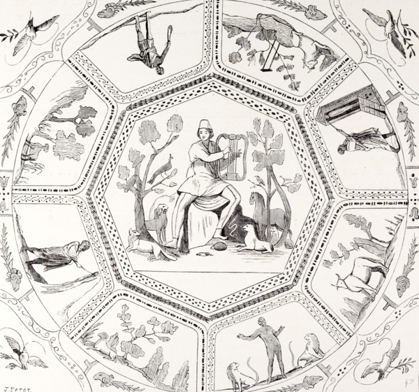 Rome Italy 1875, PAINTINGS  OF THE FIRST CENTURY  ON A CHAPEL VAULT, CATACOMBS  OF CALLISTUS