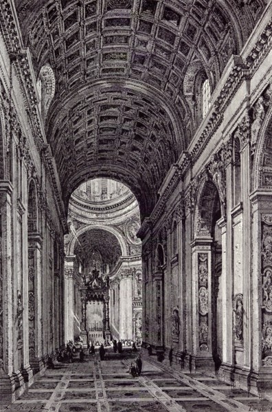Rome Italy 1875, Nave of St Peter's
