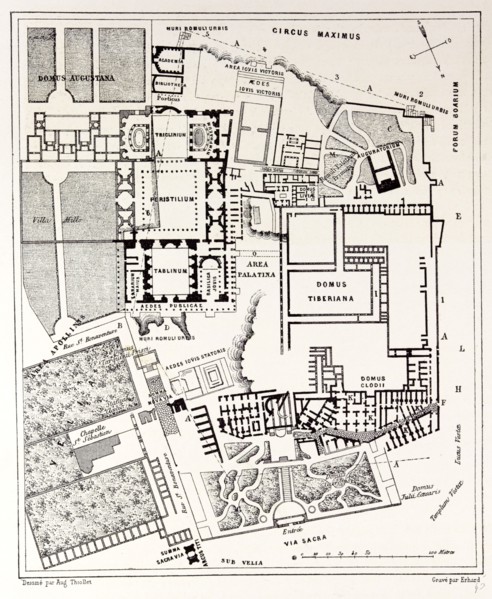 Rome Italy 1875, PLAN OF THE EXCAVATIONS ON THE PALATINE