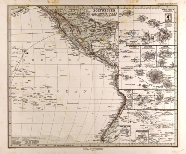 Polynesia Oceania Gotha, Justus Perthes, 1872, Atlas. Perthes, Johan Georg Justus 1749 Ã¢â‚¬â€ú