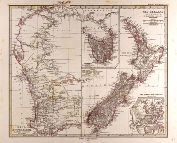 New Zealand Australia  Gotha, Justus Perthes, 1872, Atlas. Perthes, Johan Georg Justus 1749