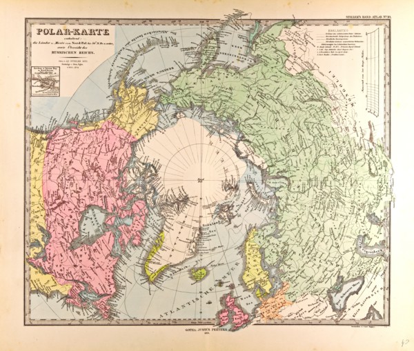 Polar Map  Gotha, Justus Perthes, 1872, Atlas. Perthes, Johan Georg Justus 1749 Ã¢â‚¬â€ú 1816,