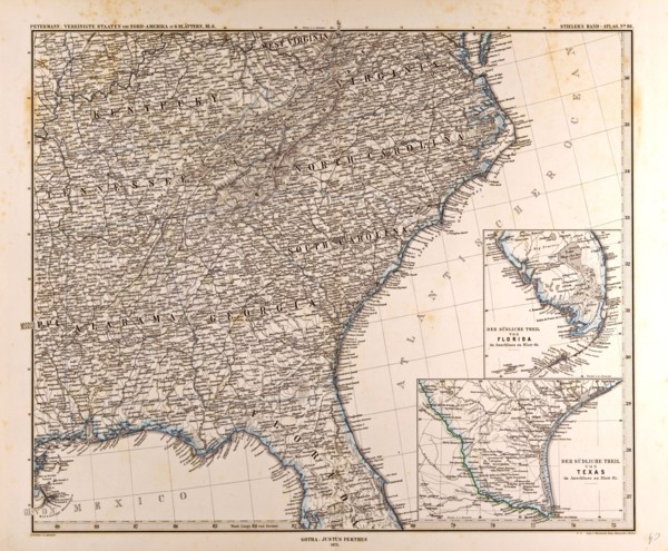 U.S.A. MapGotha, Justus Perthes, 1872, Atlas. Perthes, Johan Georg Justus 1749 Ã¢â‚¬â€ú 1816,