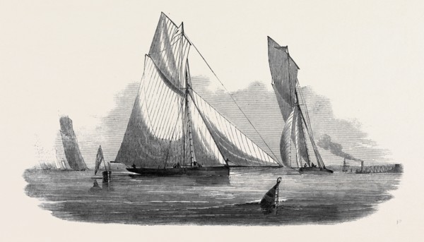 VIXEN, BELVIDERE, PRIMA DONNA, BLUE BELLE; THAMES YACHT CLUB MATCH, PRIMA DONNA ROUNDING THE BUOY