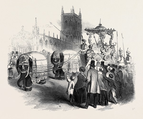 HUGHES'S ELEPHANT CARRIAGE, AT GLOUCESTER