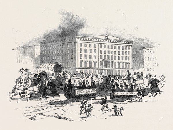 THE BROADWAY, NEW YORK : SLEIGH RIDING AFTER THE LATE SNOW STORM