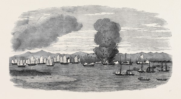 DESTRUCTION OF SHAP-'NG-TSAI'S PIRATICAL FLEET, BY THE BRITISH, IN THE GULF OF TONQUIN