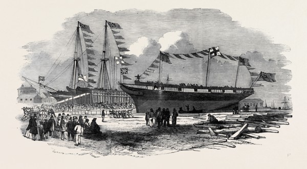 LAUNCH OF THE "EARL OF HARDWICKE," WHALING SHIP, AT COWES