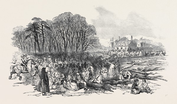 THE TENANTRY AND PITMEN ASSEMBLING AT "THE TOWERS," AT POYNTON, CELEBRATION OF THE "MAJORITY" OF