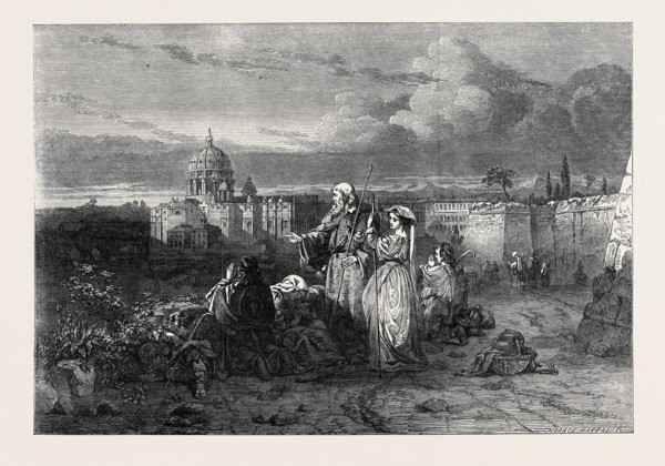 EXHIBITION OF THE SOCIETY OF PAINTERS IN WATER COLOUR, NO. 59 "A GROUP OF PILGRIMS IN SIGHT OF ST.