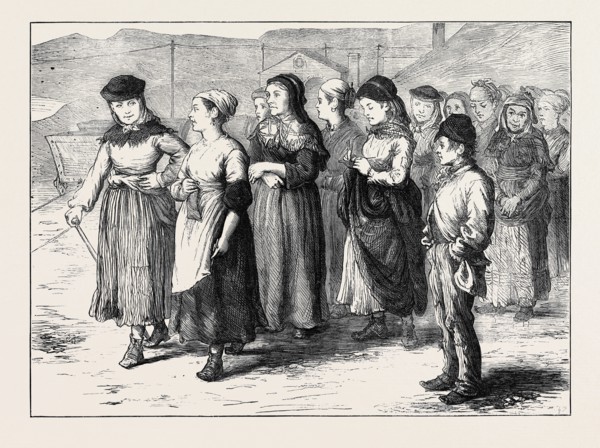 THE STRIKE IN SOUTH WALES: TIP GIRLS LEAVING THE DOWLAIS WORKS, 1873