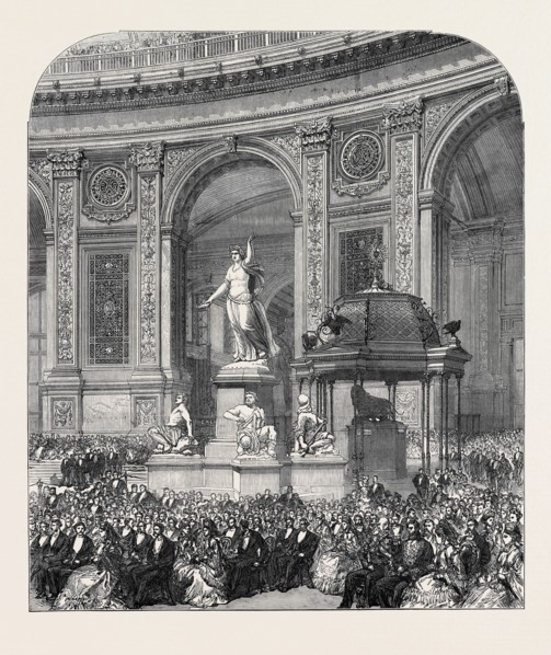 THE VIENNA EXHIBITION: ENTRANCE TO THE WESTERN NAVE FROM THE ROTUNDA, 1873