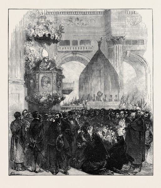 SPAIN: THE ARCHBISHOP OF GRANADA DENOUNCING THE REPUBLIC, 1873