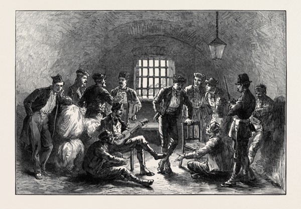 SPAIN: CARLIST PRISONERS IN THE ANCIENT MOORISH PRISON OF THE ALHAMBRA, 1873