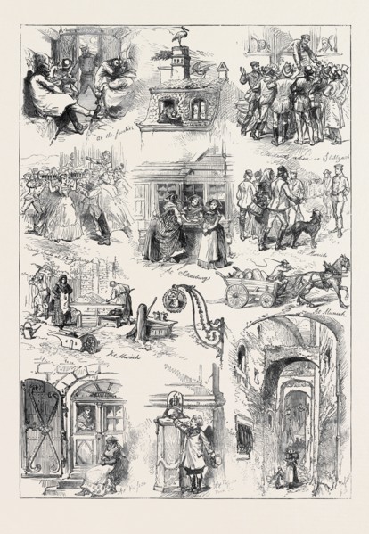 SKETCHES ON THE WAY TO VIENNA: A STUDENT'S ADIEU AT STUTTGART; THIRSTY LOUTS AT AUGSBURG; AT