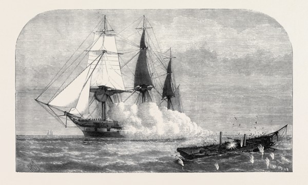 H.M.S. IMMORTALITE SINKING THE DERELICT ZULEIKA, 1873