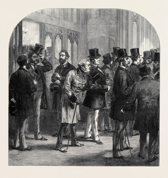 A DIVISION IN THE HOUSE OF COMMONS: MEMBERS PASSING THE TELLERS, 1873