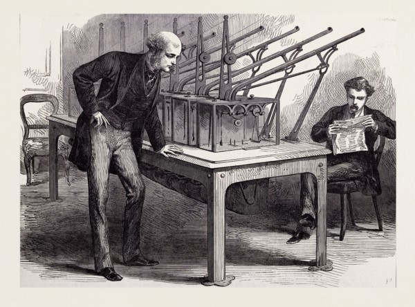 SKETCHES IN THE BANK OF ENGLAND: MACHINE FOR WEIGHING GOLD, 1873