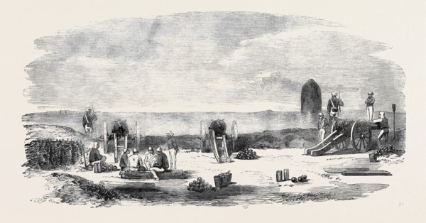 THE MUTINY IN INDIA: THE MOUND BATTERY, BEFORE DELHI.