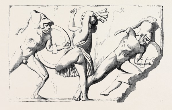 THE BOUDROUM MARBLES: NO. 3. PART OF A FRIEZE REPRESENTING A BATTLE BETWEEN THE AMAZONS AND THE