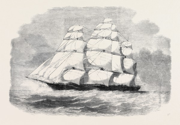 THE BLACK BALL LINE CLIPPER SHIP "JAMES BAINES,' WITH TROOPS FOR INDIA.