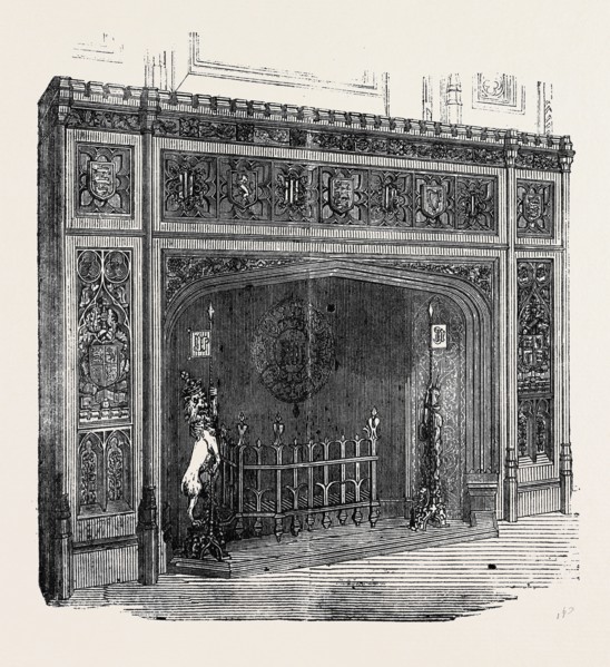 THE NEW HOUSES OF PARLIAMENT, FIREPLACE IN THE STATE DINING ROOM OF THE SPEAKER'S RESIDENCE
