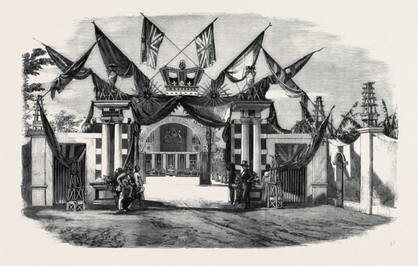 ENTERTAINMENT GIVEN TO LORD ELPHINSTONE AT SANS SOUCI, NEAR BOMBAY, GATEWAY OF THE MANSION