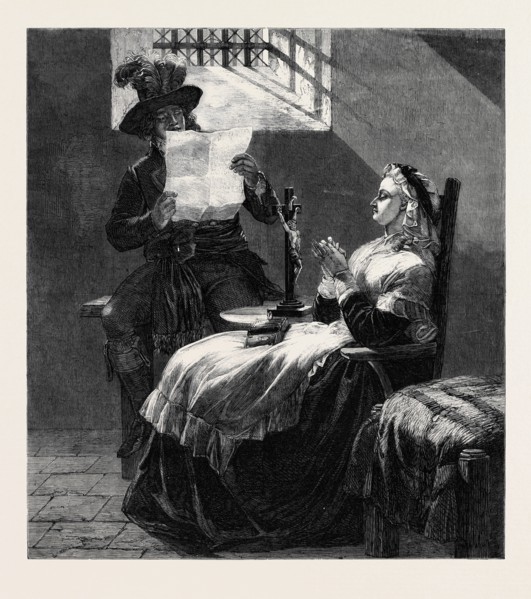 "MARIE ANTOINETTE LISTENING TO THE ACT OF ACCUSATION THE DAY BEFORE HER TRIAL" BY E.M. WARD, IN THE