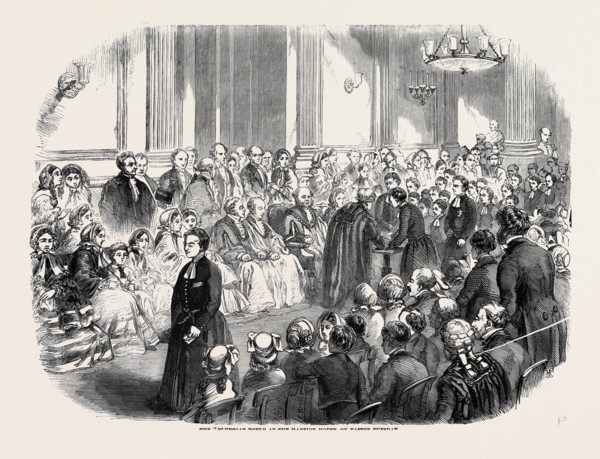 THE "BLUECOAT BOYS" AT THE MANSION HOUSE, ON EASTER TUESDAY