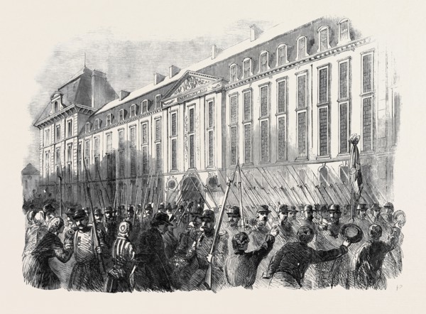 DEPARTURE OF FRENCH TROOPS FOR ITALY, A FRENCH REGIMENT OF THE LINE LEAVING THE PRINCE EUGENE