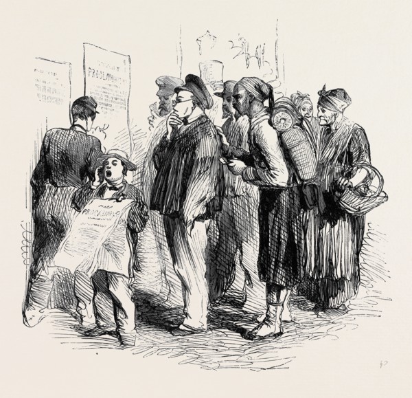 THE WAR IN ITALY, READING THE EMPEROR NAPOLEON'S WAR PROCLAMATION AT LYONS