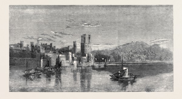 "CARNARVON CASTLE, NORTH WALES" A PAINTING BY EDWARD RICHARDSON, IN THE EXHIBITION OF THE NEW