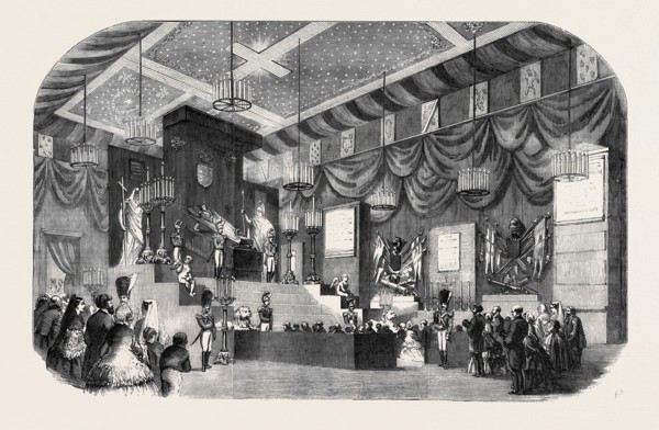 THE LYING IN STATE IN THE HALL OF THE VICEROYS IN THE ROYAL PALACE, NAPLES, OBSEQUIES OF THE LATE