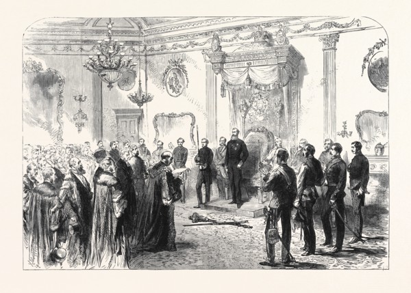 THE RIGHT HON. EARL SPENCER, K.G , LORD LIEUTENANT OF IRELAND, HOLDING A STATE RECEPTION AT DUBLIN